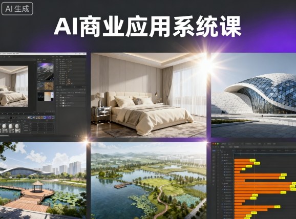 AI商业应用系统课,室内-软装-建筑-景观,智能设计+效果图+动画画实战-汇课新知资源网