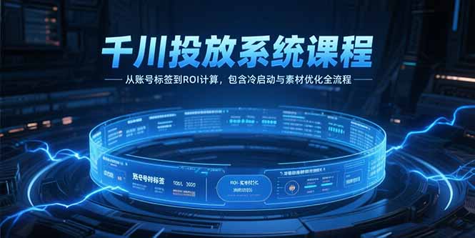 千川投放系统课程，从账号标签到ROI计算，包含冷启动与素材优化全流程-汇课新知资源网
