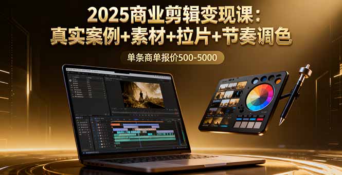 2025商业剪辑变现课:真实案例+素材+拉片+节奏调色,单条商单报价500-5000-汇课新知资源网