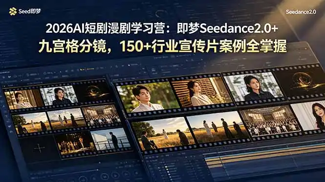 2026AI短剧漫剧学习营：即梦Seedance2.0+九宫格分镜，150+行业宣传片案例全掌握-汇课新知资源网