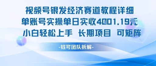 视频号银发经济赛道单账号实操单日实收1k+，小白轻松上手长期项目-汇课新知资源网
