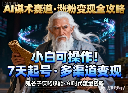 AI谋术赛道,涨粉快速,变现方式多样,小白可操作-汇课新知资源网