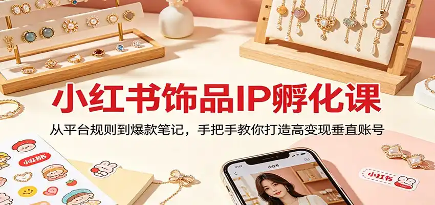 小红书饰品IP孵化课：从平台规则到爆款笔记，手把手教你打造高变现垂直账号-汇课新知资源网