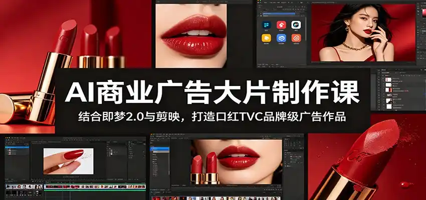 AI商业广告大片制作课：结合即梦2.0与剪映，打造口红TVC品牌级广告作品-汇课新知资源网