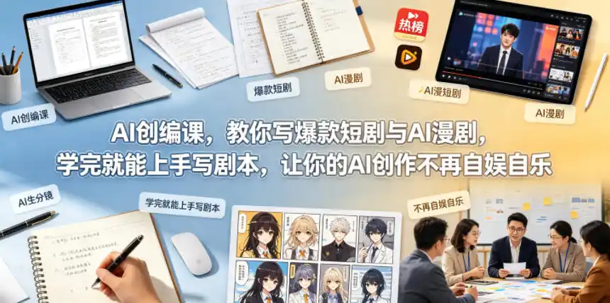 AI创编课，教你写爆款短剧与AI漫剧，学完就能上手写剧本，让你的AI创作不再自娱自乐(更新0521)-汇课新知资源网