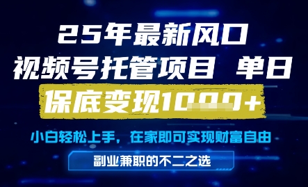 25年最新风口，视频号托管项目，单日保底变现1k+，手把手教学【揭秘】-汇课新知资源网