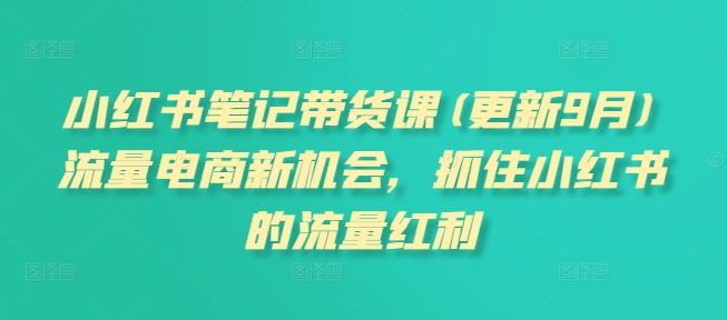 小红书笔记带货课,流量电商新机会,抓住小红书的流量红利(更新26年2月)-汇课新知资源网