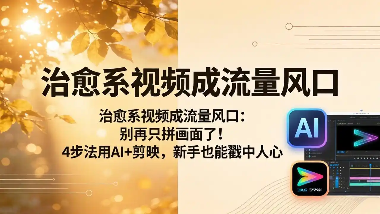 治愈系视频成流量风口：别再只拼画面了！4步法用AI+剪映，新手也能戳中人心-汇课新知资源网