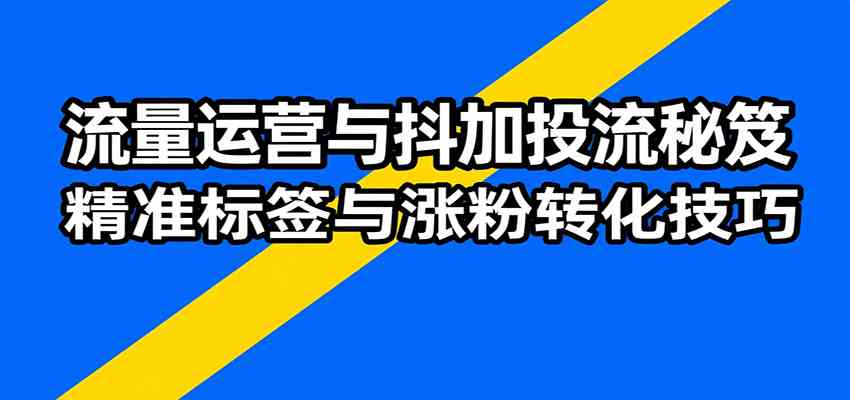 流量运营与抖加投流秘笈，含算法解析、爆款打造、精准标签与涨粉转化技巧-汇课新知资源网
