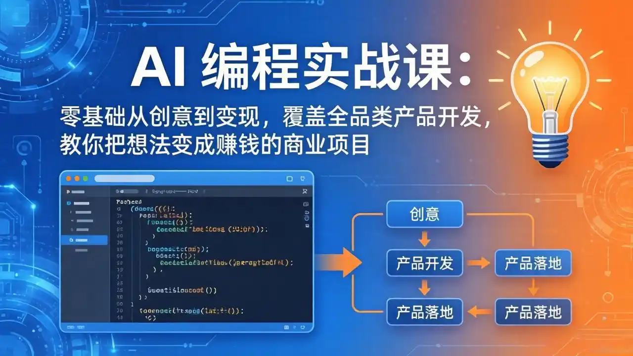 AI编程实战课-第三期-5月3更新：零基础从创意到变现，覆盖全品类产品开发，把想法变成赚钱项目-汇课新知资源网