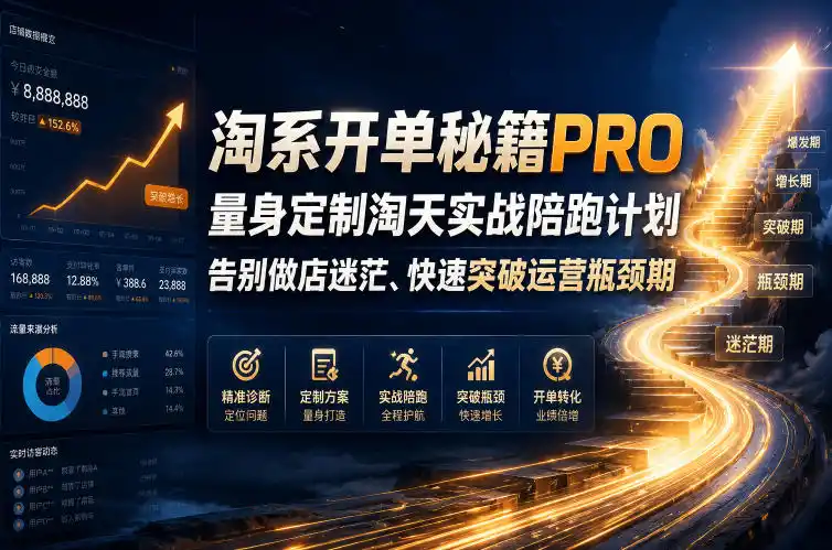 淘系开单秘籍PRO，量身定制淘天实战陪跑计划，告别做店迷茫、快速突破运营瓶颈期(更新260823)-汇课新知资源网