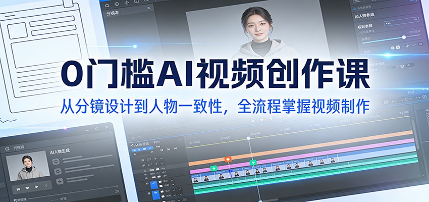 0门槛AI视频创作课:从分镜设计到人物一致性,全流程掌握视频制作-汇课新知资源网