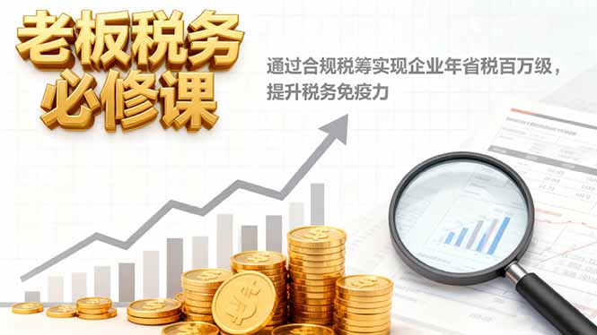 老板税务必修课,通过合规税筹实现企业年省税百万级,提升税务免疫力-汇课新知资源网