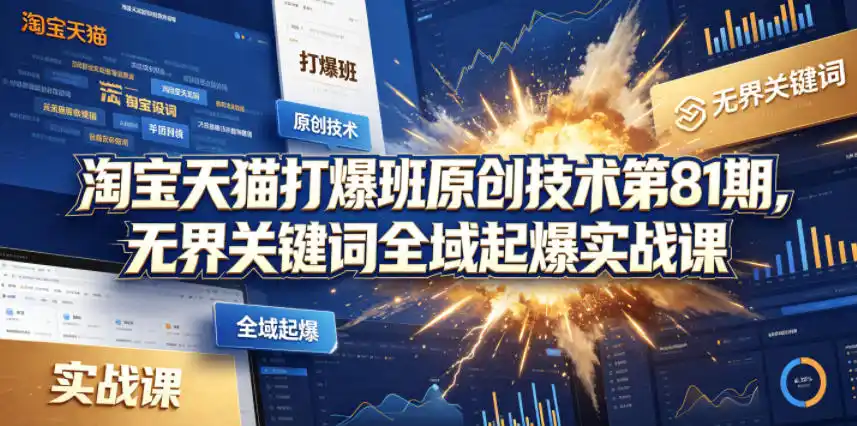 淘宝天猫打爆班原创技术第81期,无界关键词全域起爆实战课-汇课新知资源网
