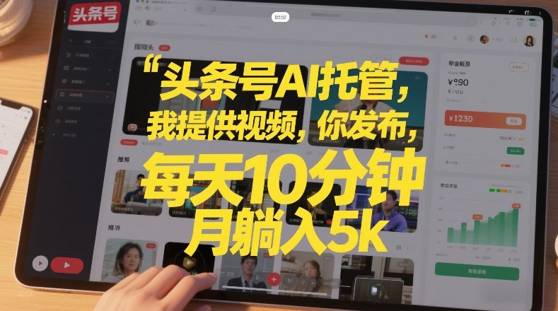 头条号AI托管,我提供视频,你发布,每天10分钟,月躺入5k+【揭秘】-汇课新知资源网