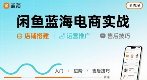 闲鱼蓝海电商实战，店铺搭建运营售后全流程-汇课新知资源网