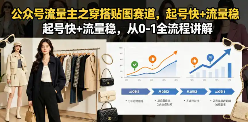 公众号流量主之穿搭贴图赛道，起号快+流量稳，从0-1全流程讲解-汇课新知资源网