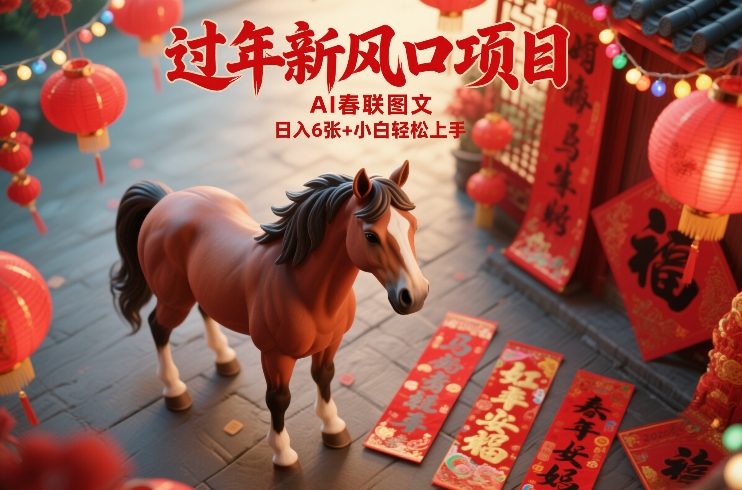 过年新风口项目,用ai春联图文,日入6张+小白轻松上手【揭秘】-汇课新知资源网