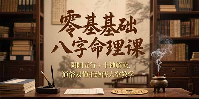 零基础八字命理课，阴阳五行+十神解读，通俗易懂拒绝假大空教学-汇课新知资源网
