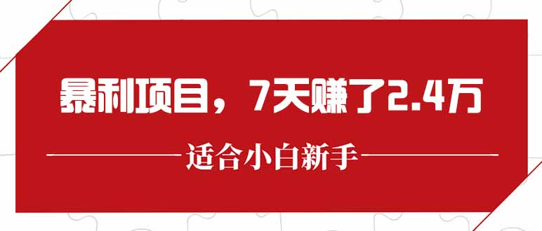 最新暴利项目，每单收益轻松在300以上，7天赚了2.4万-汇课新知资源网