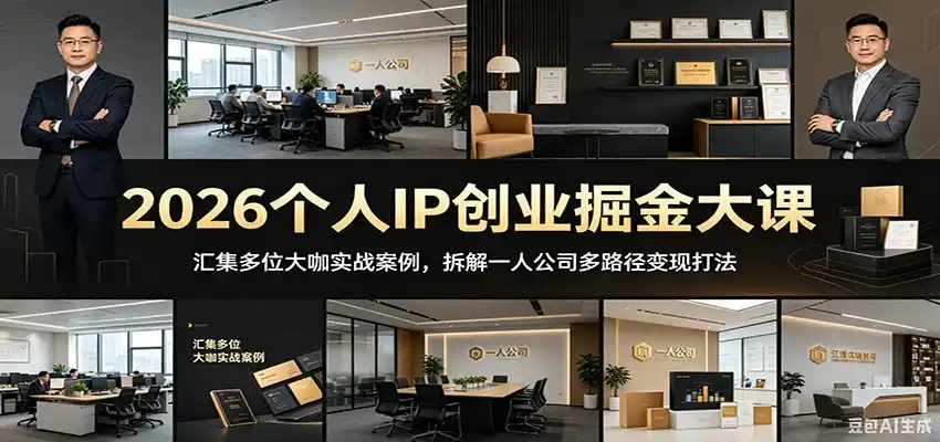 2026个人IP创业掘金大课:汇集多位大咖实战案例,拆解一人公司多路径变现打法-汇课新知资源网