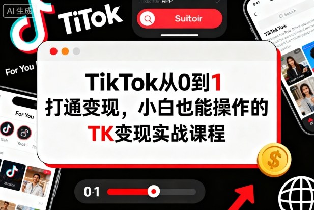 TikTok从0到1打通变现，小白也能操作的TK变现实战课程-汇课新知资源网