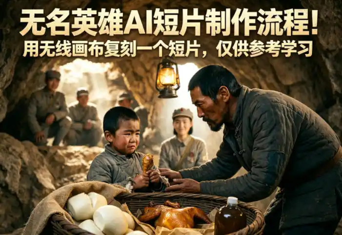 无名英雄AI短片制作流程!用无线画布复刻一个短片,仅供参考学习-汇课新知资源网
