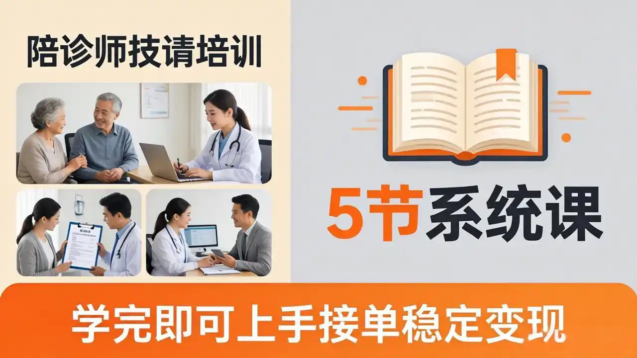 想做陪诊师不知从何下手？5节系统课教你掌握核心技能，学完即可上手接单稳定变现-汇课新知资源网