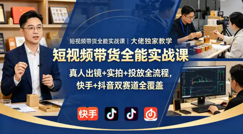 短视频带货全能实战课|大佬独家教学,真人出镜+实拍+投放全流程,快手+抖音双赛道全覆盖-汇课新知资源网