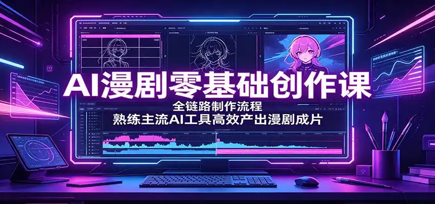 AI漫剧零基础创作课:全链路制作流程,熟练主流AI工具高效产出漫剧成片-汇课新知资源网