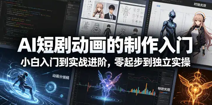 AI短剧动画的制作入门,小白入门到实战进阶,零起步到独立实操-汇课新知资源网