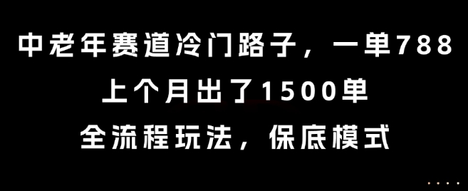 中老年赛道冷门路子，一单788，上个月出了1500单，全流程玩法，保底模式【揭秘】-汇课新知资源网