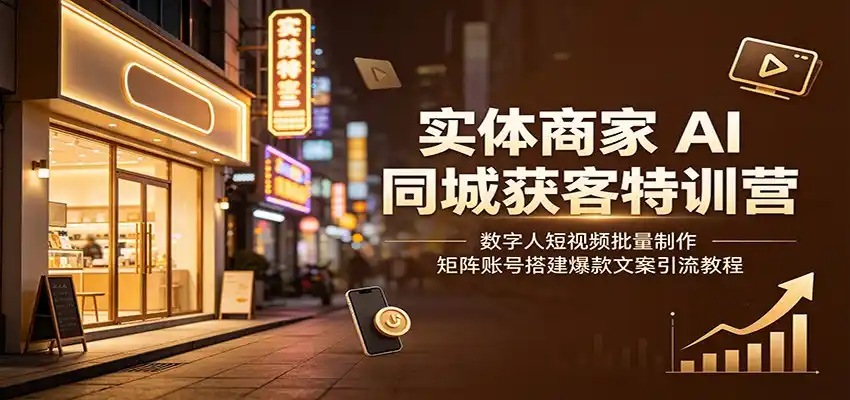 实体商家AI同城获客特训营：数字人短视频批量制作，矩阵账号搭建爆款文案引流教程-汇课新知资源网