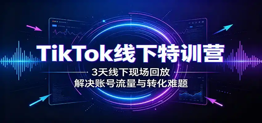 TikTok线下特训营：3天线下现场回放，解决账号流量与转化难题-汇课新知资源网