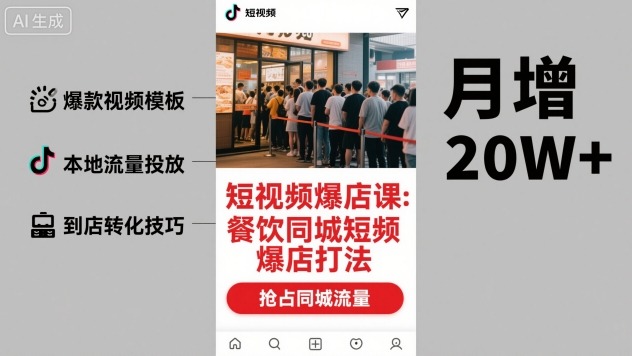 短视频爆店课,餐饮同城短视频爆店打法-汇课新知资源网