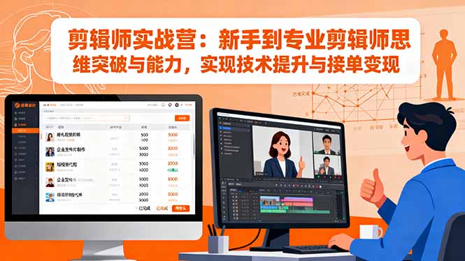 剪辑师实战营:新手到专业剪辑师思维突破与能力,实现技术提升与接单变现-汇课新知资源网