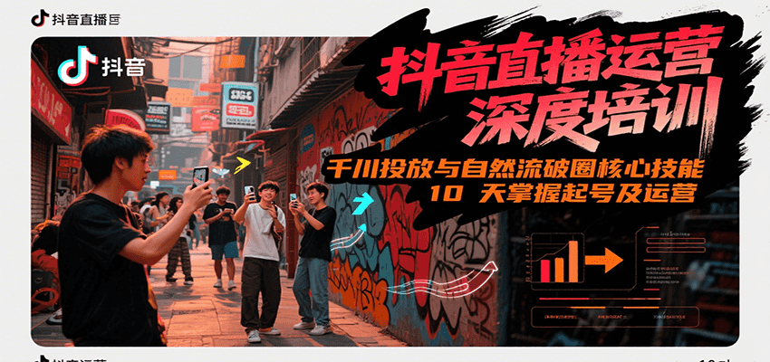 抖音直播运营深度培训，千川投放与自然流核心技能，10天掌握起号及运营(6-7月新课)-汇课新知资源网