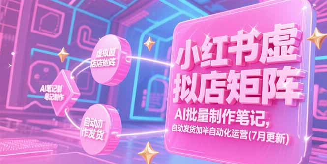 小红书虚拟店矩阵，AI批量制作笔记，自动发货加半自动化运营(7月更新-汇课新知资源网