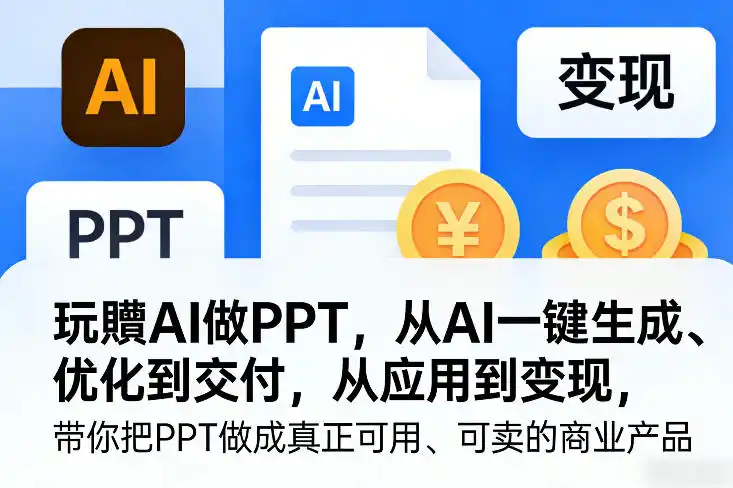 玩賺AI做PPT,从AI一键生成、优化到交付,从应用到变现,带你把PPT做成真正可用、可卖的商业产品(更新0904)-汇课新知资源网