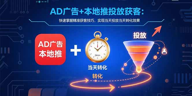 AD广告+本地推投放获客：快速掌握精准获客技巧，实现当天投放当天转化效果-汇课新知资源网
