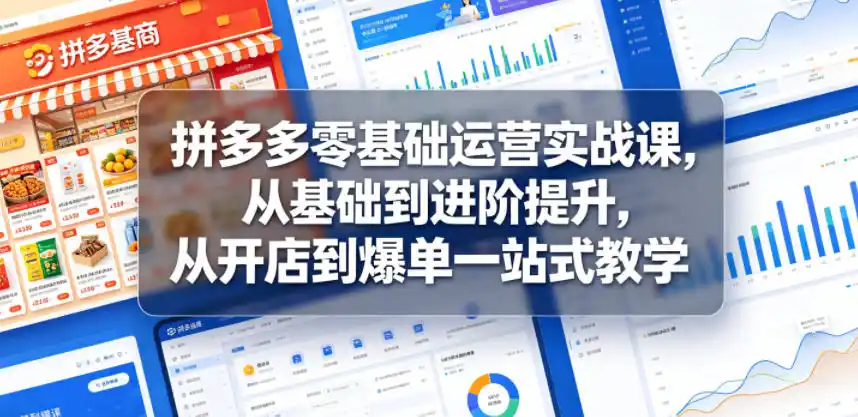 拼多多零基础运营实战课，从基础到进阶提升，从开店到爆单一站式教学-汇课新知资源网