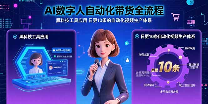 AI数字人自动化带货全流程:黑科技工具应用 日更10条的自动化视频生产体系-汇课新知资源网