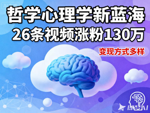 短视频新蓝海，哲学心理学赛道，26条视频涨粉130W，变现方式多样-汇课新知资源网