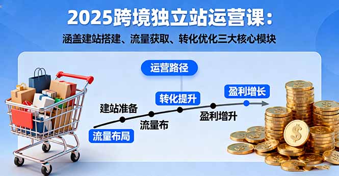 2025跨境独立站运营课:涵盖建站搭建、流量获取、转化优化三大核心模块-汇课新知资源网