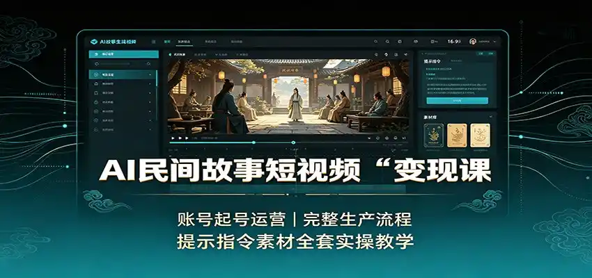 AI民间故事短视频变现课：账号起号运营，完整生产流程，提示指令素材全套实操教学-汇课新知资源网