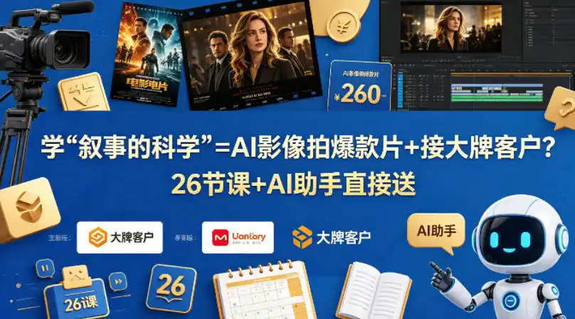 学《叙事的科学》=AI影像拍爆款片+接大牌客户?26节课+AI助手直接送【原创双语字幕】-汇课新知资源网