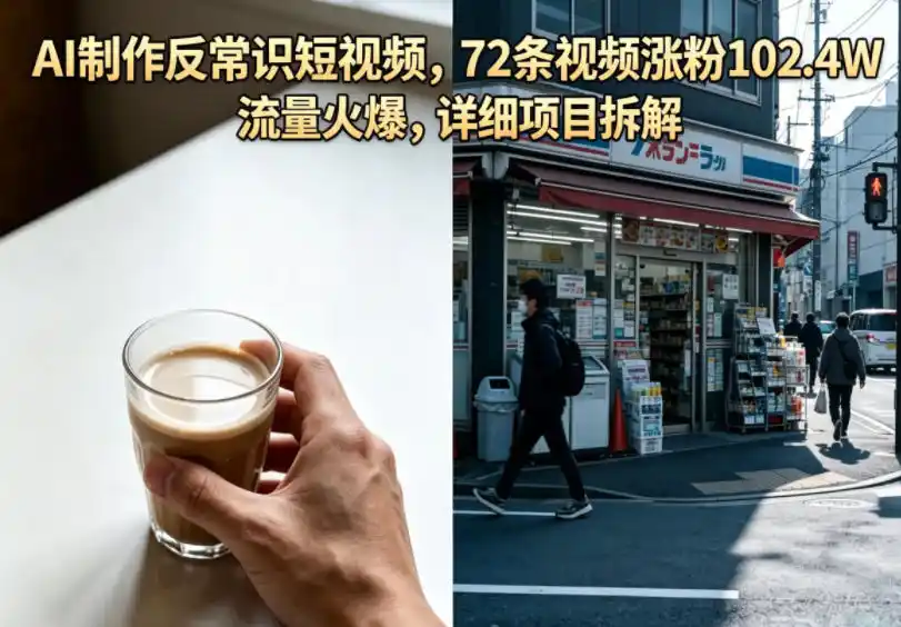 AI制作反常识短视频,72条视频涨粉102.4W,流量火爆,详细项目拆解-汇课新知资源网