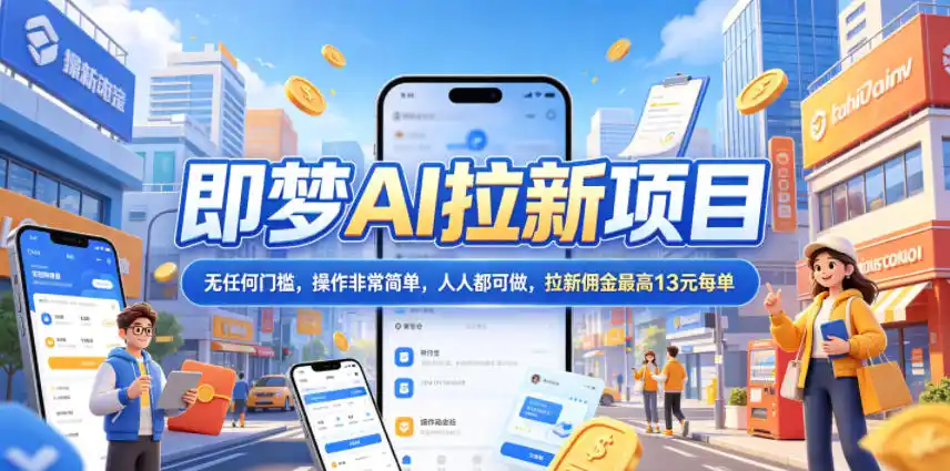 2026年即梦AI拉新项目最新玩法,无任何门槛,操作非常简单,人人都可做,拉新佣金最高13米每单(更新6月30日)-汇课新知资源网