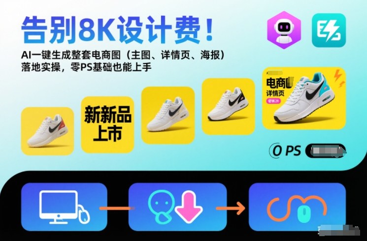告别8K设计费!AI一键生成整套电商图(主图、详情页、海报)落地实操,零PS基础也能上手-汇课新知资源网