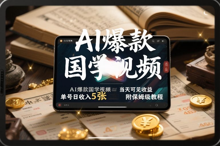 AI爆款国学视频，独家起号方法，小白直接上手，当天可见收益，单号日收入5张+附保姆级教程-汇课新知资源网